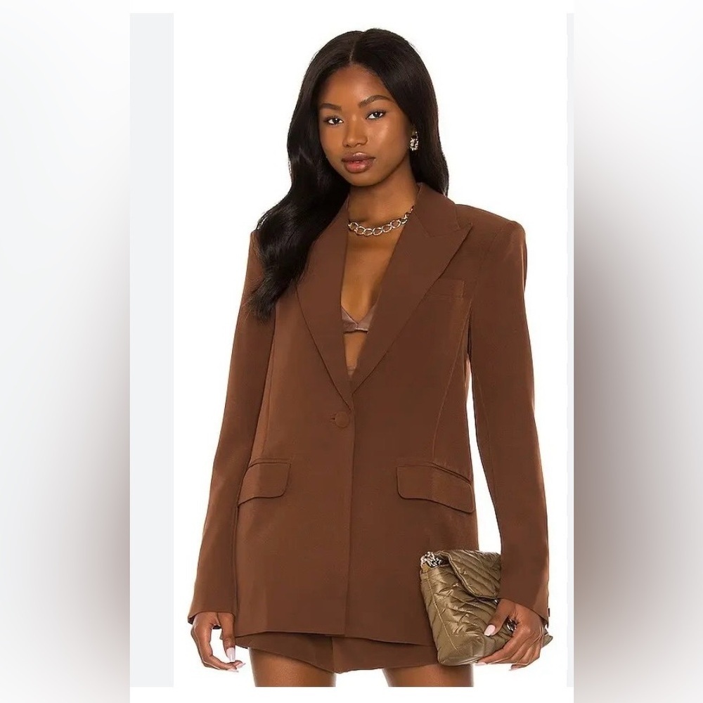 Camila Coelho Marina Oversized Structured Women's Blazer in Dark Chocolate Brown